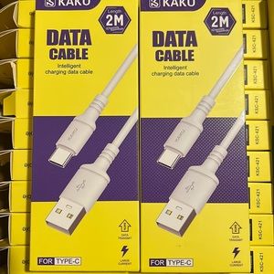 2x type C white charging cords 6ft each